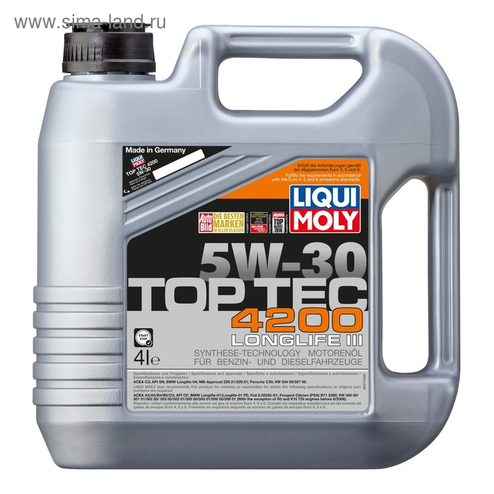 Масло моторное  LiquiMoly Top Tec 4200 5W-30, 4 л - Фото 1