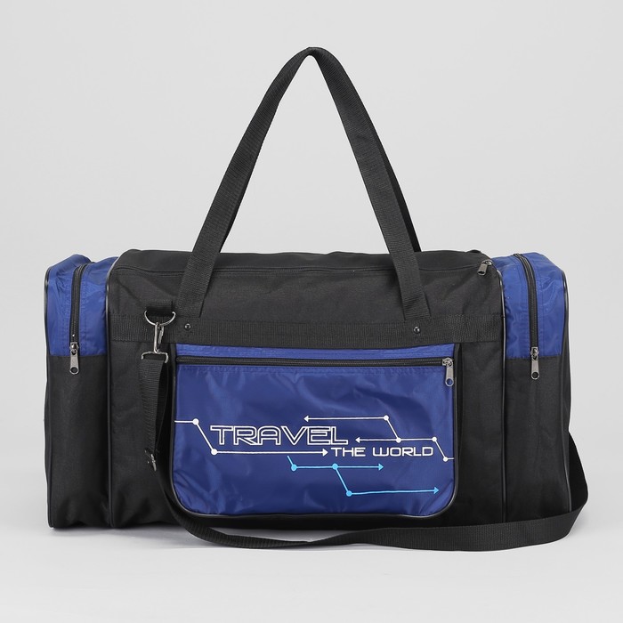 Сумка спортивная, отдел на молнии, 3 наружных кармана, цвет синий