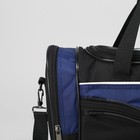 Сумка спортивная на молнии, 3 наружных кармана, длинный ремень, цвет чёрный/синий - Фото 4