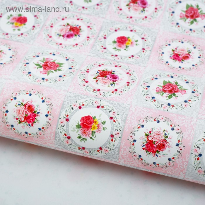 Бумага упаковочная глянцевая «Цветочная плитка», 70 × 100 см - Фото 1