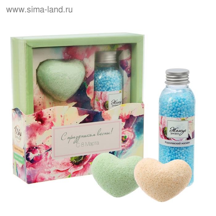 Подарочный набор "С праздником весны": жемчужины для ванн, 2 фигурных бурлящих шара - Фото 1