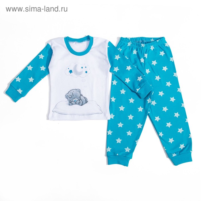 Пижама для девочки "Мишки-Тедди", рост 98-104 см, цвет бирюзовый, принт звезды т119 - Фото 1