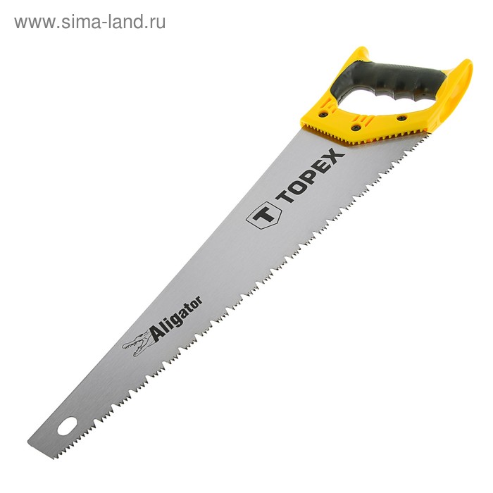 Ножовка по дереву TOPEX Aligator, 450 мм, 7TPI, 3D закалённые зубья, спец. конструкция ножовки - Фото 1