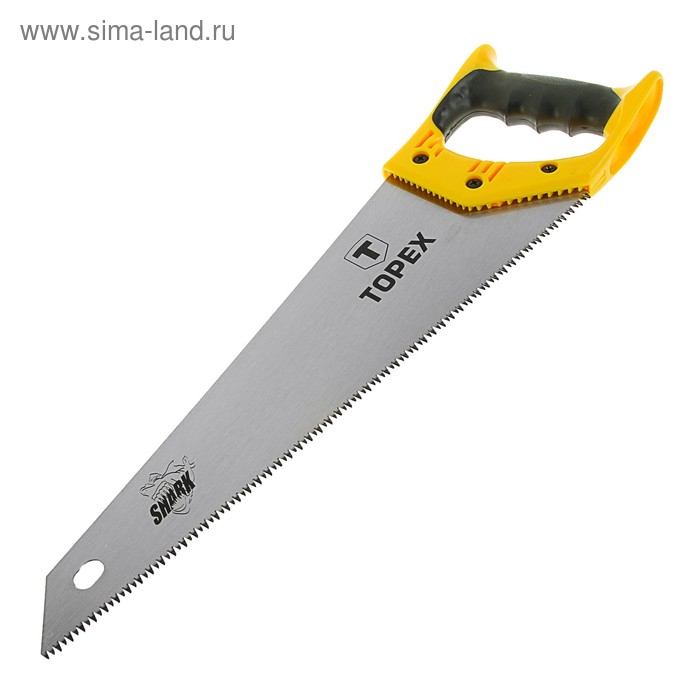 Ножовка по дереву TOPEX Shark, 400 мм, 7TPI, 3D закалённые зубья, двухкомпонентная ручка - Фото 1