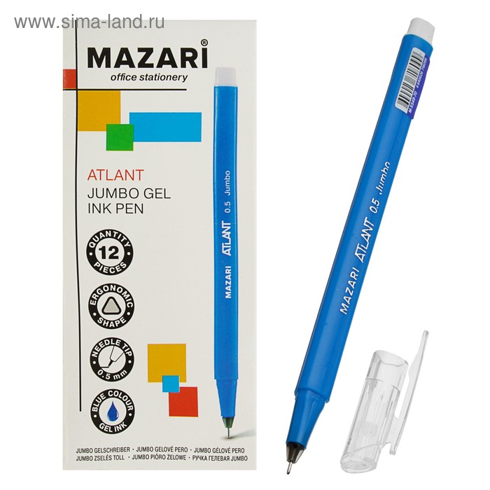 Ручка гелевая Jumbo ATLANT, игольчатый пишущий узел 0.5 мм, чернила синие, с увеличенным запасом чернил, одноразовая - Фото 1