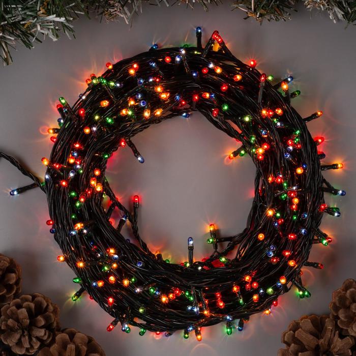 УЦЕНКА Гирлянда «Нить», 15 м, IP20, 400 LED, 220 В, 8 режимов, тёмная нить, свечение мульти - Фото 1