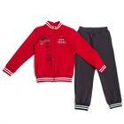 Костюм спортивный для мальчика (куртка+брюки), рост 104 см, цвет тёмно-серый+красный Н792 - Фото 1