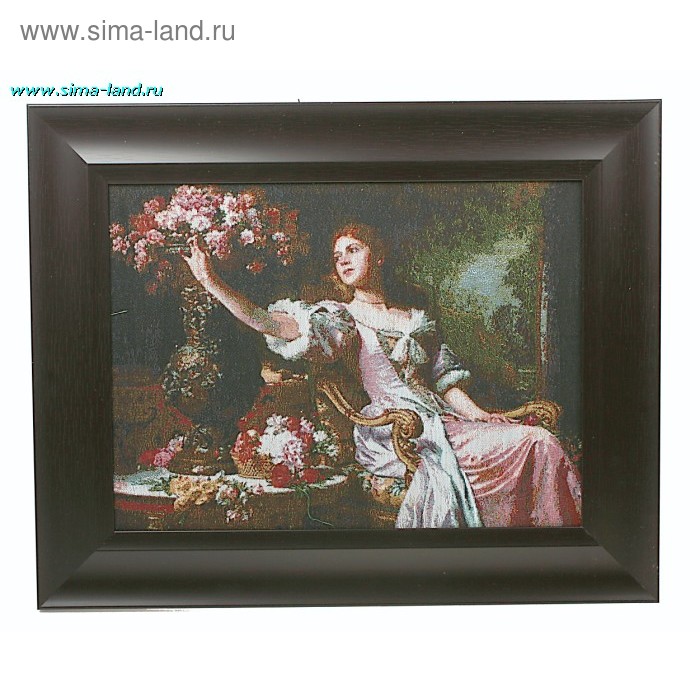 картина гобелен 30*40 см классик рама RW-329 дама с цветами - Фото 1