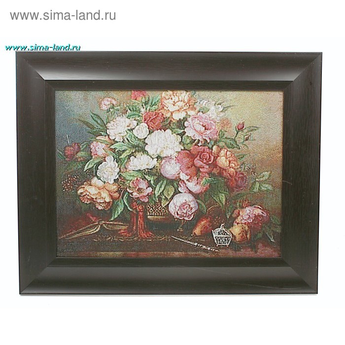 картина гобелен 30*40 см классик рама H-8012 букет пионов - Фото 1