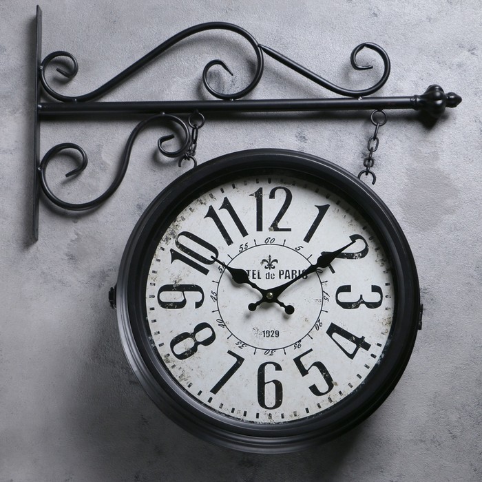 Часы настенные двусторонние, на подвесе "Вокзальные", 55 х 50 см - фото 1908353788