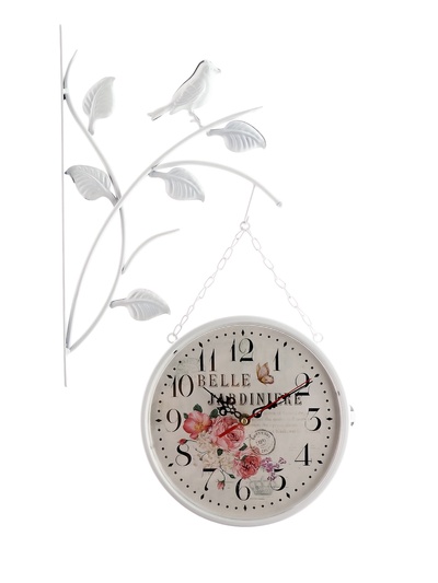 Часы настенные двусторонние «Птичка на ветке», подвес, d=23 см, белые