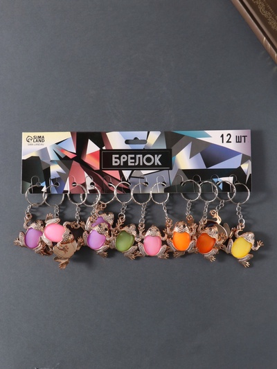 Брелок пластик "Лягушка красочная" МИКС 3,2х3,7 см