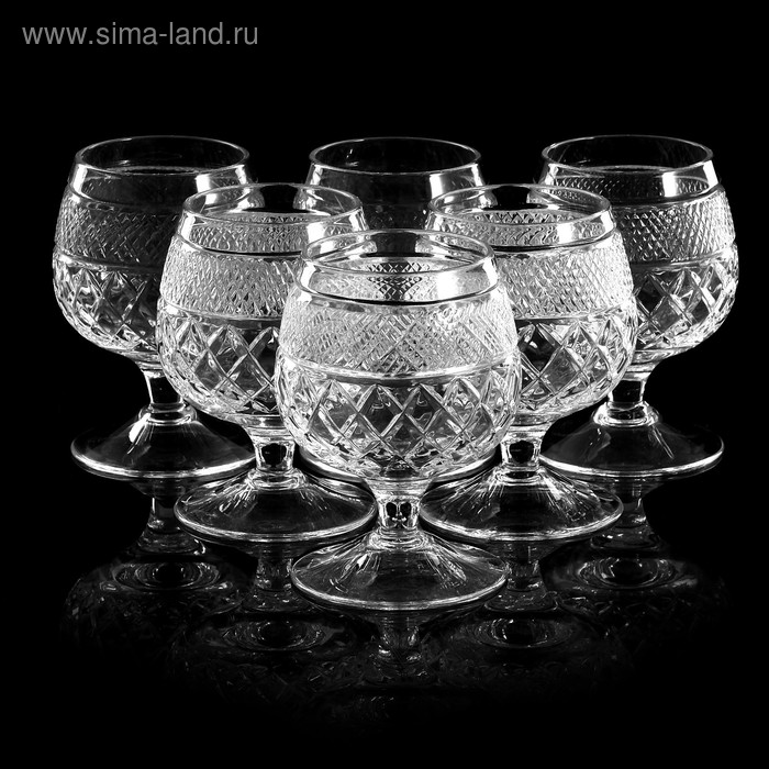 Набор бокалов хрустальных для коньяка «Ромбы», 200 мл, 6 шт - Фото 1