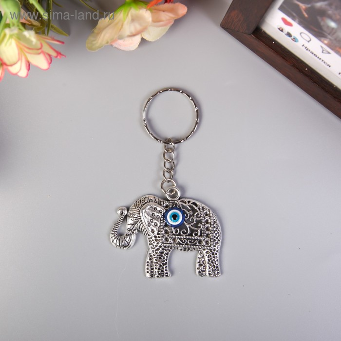 Брелок для ключей на кольце «Индийский слон резной от сглаза», металл, 3.8×5 см - Фото 1