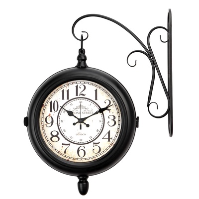 Часы настенные двусторонние, на подвесе «Секка», дискретный ход, d=22 см, 40×30 см, 2хАА, черные