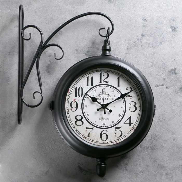 Часы настенные двусторонние, на подвесе "Секка", дискретный ход, d-22 см, 40 х 30 см, 2 АА - фото 1908353892