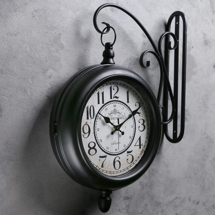 Часы настенные двусторонние, на подвесе "Секка", дискретный ход, d-22 см, 40 х 30 см, 2 АА - фото 1890724187