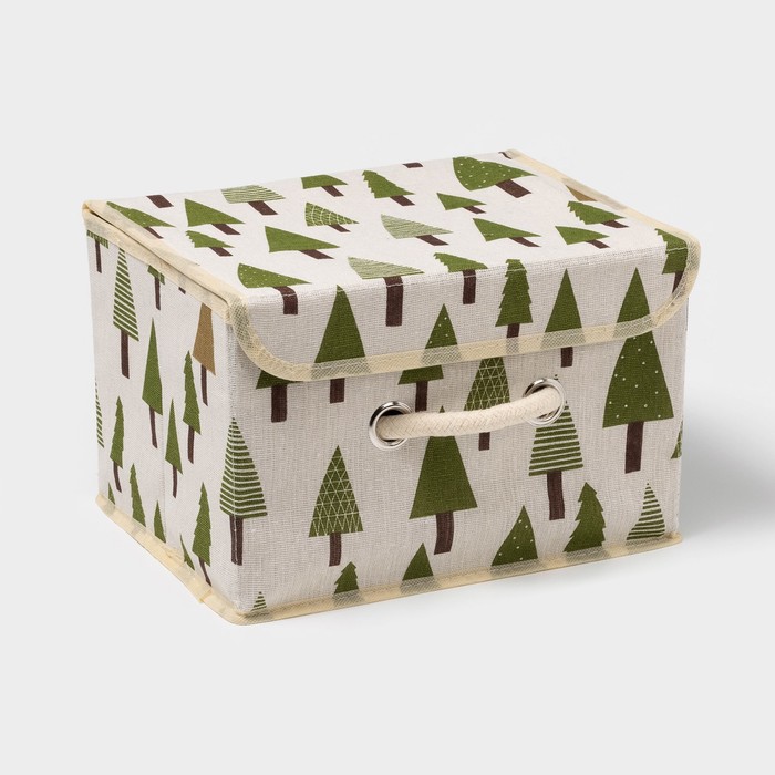 Короб стеллажный для хранения с крышкой «Ёлки», 26×20×17 см - Фото 1