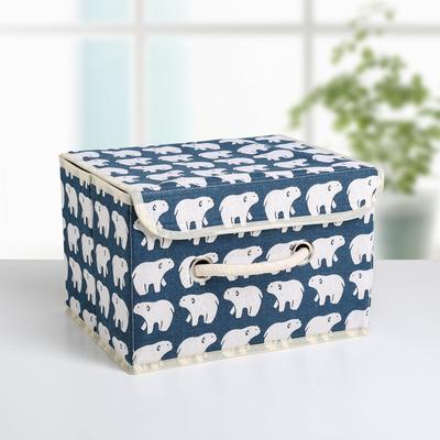 Короб стеллажный для хранения с крышкой «Северные мишки», 25×20×17 см, синий