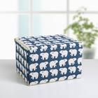 Короб стеллажный для хранения с крышкой «Северные мишки», 25×20×17 см, цвет синий - Фото 2