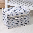 Короб стеллажный для хранения с крышкой «Киты», 37×26×24 см, цвет белый - Фото 3