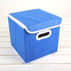 Короб стеллажный для хранения с крышкой 25×25×25 см «Вензель», цвет синий - Фото 1