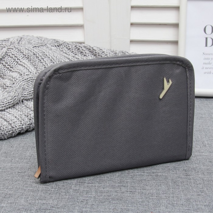 Кошелёк туристический, органайзер, отдел с карманами на молнии, цвет серый - Фото 1