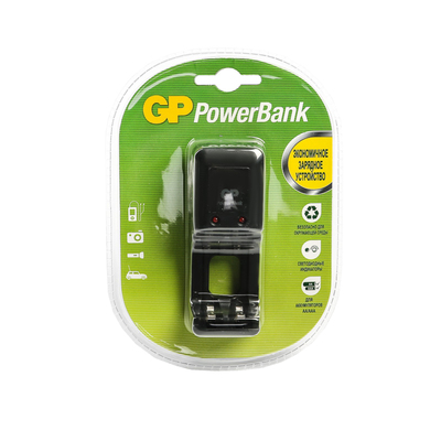 Зарядное устройство GP PB330, для аккумуляторов 2хAA/AAA, черный