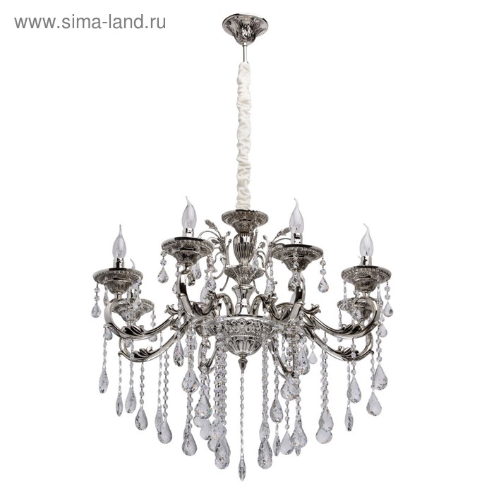 Люстра подвесная "Селена" 8x40W E14 серебро 80x80x160см - Фото 1