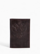 Обложка для паспорта, натуральная кожа pull up, коричневая - Фото 3