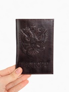 Обложка для паспорта, натуральная кожа pull up, коричневая - Фото 6