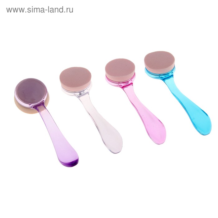 Спонж для нанесения косметики "Круг", с ручкой, цвет МИКС - Фото 1