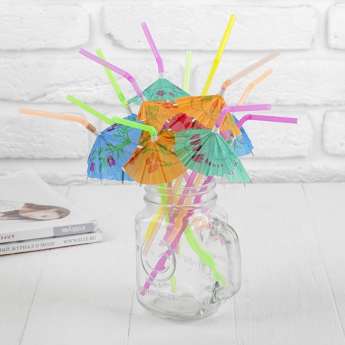 Трубочка для коктейля «Зонтик», набор 12 шт. - Фото 1