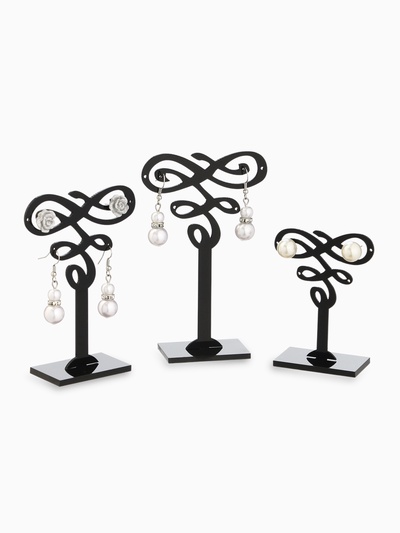 Подставка под серьги QF, (набор 3 шт.) декор 9.5×7×11 см, чёрная