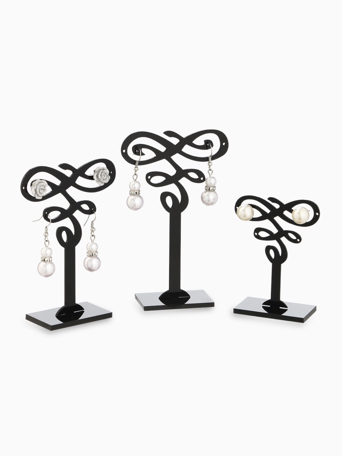 Подставка под серьги QF, (набор 3 шт.) декор 9.5×7×11 см, чёрная - Фото 1