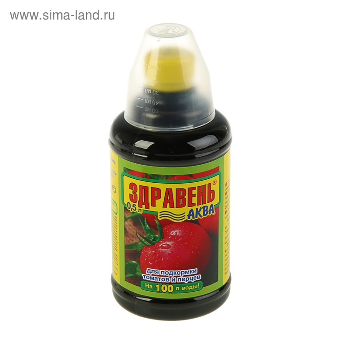 Удобрение Здравень-аква для томатов и перцев, с мерным стаканчиком, 0,5 л - Фото 1