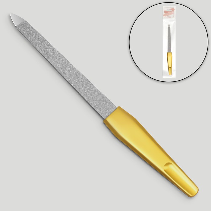 Пилка металлическая для ногтей, 15 см, цвет золотистый - Фото 1