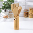 Набор кухонных принадлежностей Доляна «Дуновение леса», 4 предмета на подставке: 2 лопатки, 2 ложки - Фото 1