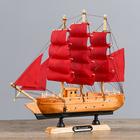 Корабль сувенирный малый «Дакия», борта светлое дерево, паруса алые, 5×23×22 см - Фото 2