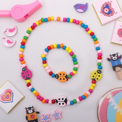 Набор детских украшений Выбражулька «Божья коровка», 2 предмета: бусы, браслет, разноцветный