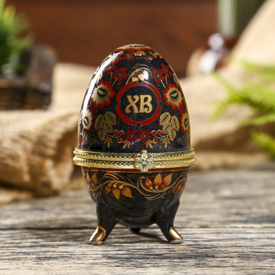 Шкатулка "Хохлома на чёрном" 7,5х4,7 см