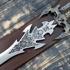 Панно на стену «Макет оружия: сувенирный меч на планшете. Дракон», декор настенный, резное лезвие, золотая рукоять - Фото 3