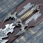 Панно на стену «Макет оружия: сувенирный меч на планшете. Дракон», декор настенный, резное лезвие, золотая рукоять - Фото 4