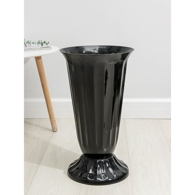 Ваза «Цветочная», 17 л, d=29 см, h=52 см, пластиковая, чёрная