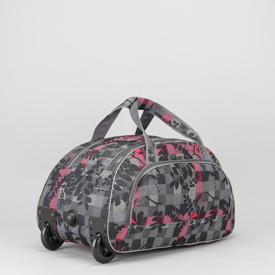 Сумка дорожная на колёсах, отдел на молнии, наружный карман, цвет серый