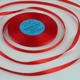 Лента атласная, 6 мм × 33 ± 2 м, цвет красный №026 (комплект 3 шт)