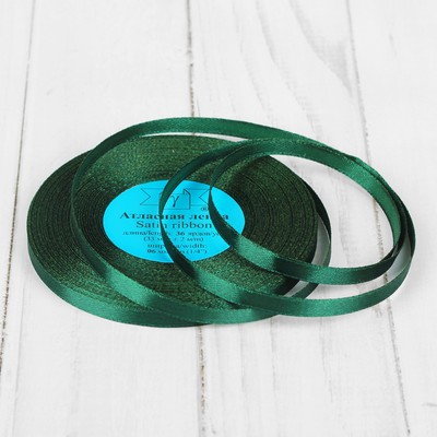 Лента атласная, 6 мм × 33 ± 2 м, цвет тёмно-изумрудный №036