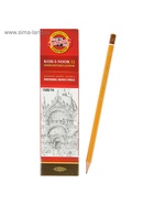Карандаш чернографитный Koh-I-Noor 1500, 7H, шестигранный, деревянный, жёлтый корпус - Фото 2