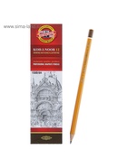 Карандаш чернографитный Koh-I-Noor 1500, 8H, шестигранный, деревянный, жёлтый корпус - Фото 2