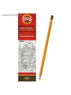 Карандаш чернографитный Koh-I-Noor 1500, 9H, шестигранный, деревянный, жёлтый корпус - Фото 2